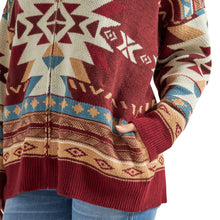 Women's Wrangler Retro Burgundy Multi Aztec Print Full Zip Hooded Sweater
