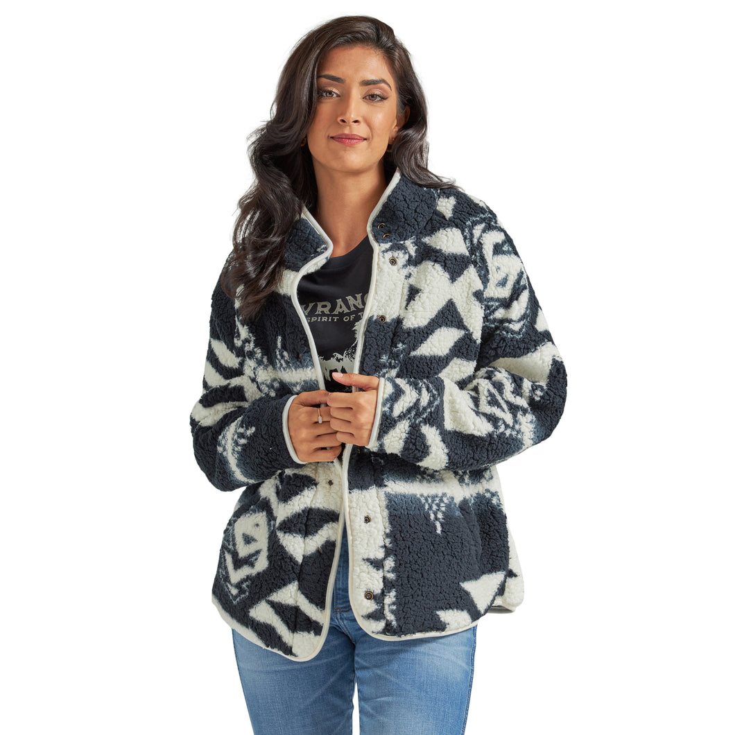 Pard's Western Shop Wrangler Women's Black/White Aztec Print Snap Closure Sherpa Jacket
