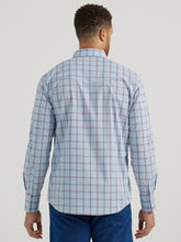 Wrangler Wrinkle Resist Light Blue Plaid Western Snap Shirt for Men