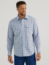 Pard's Western Shop Wrangler Wrinkle Resist Light Blue Plaid Western Snap Shirt for Men