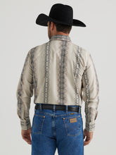 Wrangler Men's Tan Checotah Vertical Aztec Stripe Western Snap Shirt