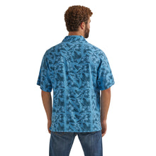 Wrangler Coconut Cowboy Blue Tropics Print Short Sleeve Snap Camp Shirt