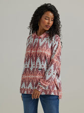 Wrangler Retro Pink/White Aztec Print Pullover Light Weight Hoodie for Women