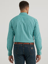 Men's Wrangler 20X Competition Advanced Comfort Green/White Weave Print Western Snap Shirt