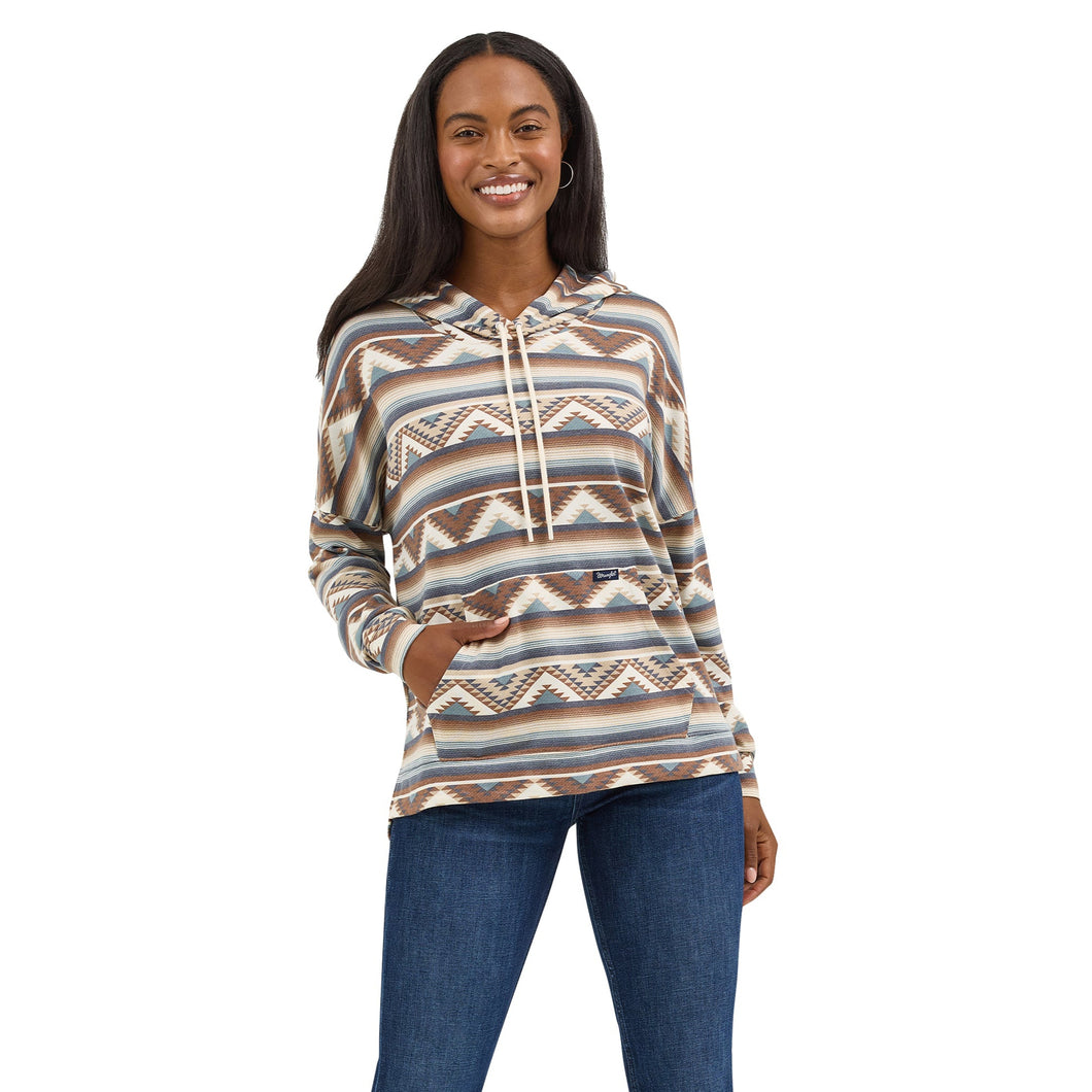 Wrangler Brown/Cream/Blue Aztec Print Pullover Hoodie for Women
