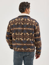 Wrangler Men's Brown/Tan/Blue Southwest Jacquard Print Sherpa Lined Trucker Jacket