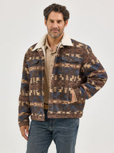 Pard's Western Shop Wrangler Men's Brown/Tan/Blue Southwest Jacquard Print Sherpa Lined Trucker Jacket