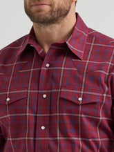 Wrangler Men's Burgundy Plaid Wrinkle Resist Snap Western Shirt