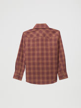 Wrangler Retro Boy's Rust Plaid Western Snap Shirt