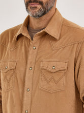 Wrangler Men's Retro Premium Sandy Brown Corduroy Western Snap Shirt