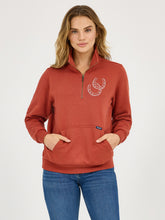 Pard's Western Shop Wrangler Women's Rust 1/4 Zip Sweatshirt with Embroidered Double Horseshoes