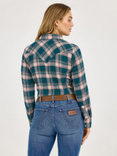 Wrangler Women's Pink/Teal Plaid Flannel Snap Western Blouse