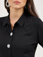 Wrangler Women's Concho Button Black Retro Blouse