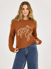 Pard's Western Shop Wrangler Women's Rust Cowboy Bucking Horse Sweater