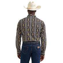 Wrangler Men's Checotah Black Vertical Print Western Snap Shirt