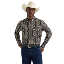 Pard's Western Shop Wrangler Men's Checotah Black Vertical Print Western Snap Shirt