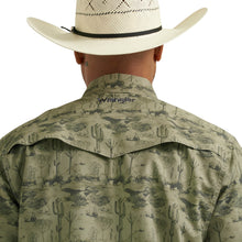 Wrangler Men's Olive Southwest Buffalo Print Short Sleeve Western Performance Snap Shirt