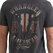 Wrangler Men's Wrangler American 1947 Stars & Stripes Steer Skull Black T-Shirt