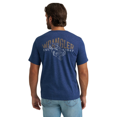 Pard's Western Shop Wrangler Men's Wrangler Est. 1947 Bronc Rider Navy Graphic Pocket T-Shirt