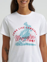 Wrangler Women's "Long Live Cowgirls" White Retro Graphic T-Shirt
