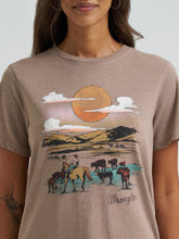 Wrangler Women's Cowboy & Cattle Taupe Heather Retro Graphic T-Shirt