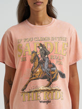 Wrangler Women's "Be Ready For The Ride" Peach Retro Graphic T-Shirt