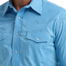 Wrangler Men's Blue Check Wrinkle Resist Snap Western Shirt