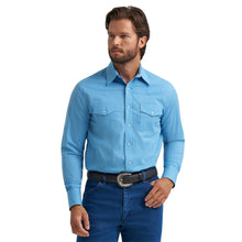 Pard's Western Shop Wrangler Men's Blue Check Wrinkle Resist Snap Western Shirt