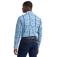 Wrangler Men's Checotah Blue Aztec Print Western Snap Shirt