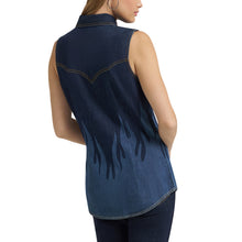 Wrangler Lainey Wilson Collection Denim Flame Sleeveless Western Snap Shirt