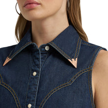 Wrangler Lainey Wilson Collection Denim Flame Sleeveless Western Snap Shirt