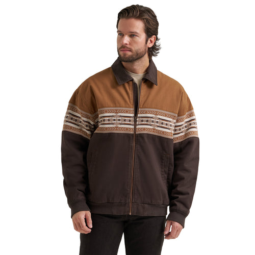 Pard's Western Shop Wrangler Men's Chocolate Checotah Border Bomber Jacket