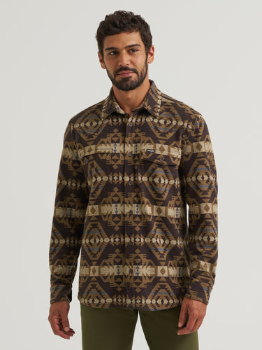 Pard's Western Shop Wrangler All Terrain Gear Men's Multi Brown Aztec Print Blanket Shirt Jacket