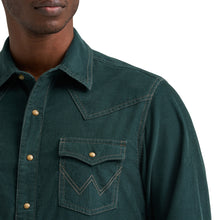 Wrangler Men's Retro Premium Dark Green Corduroy Western Snap Shirt