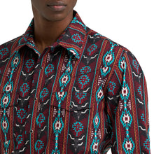 Wrangler Men's Checotah Burgundy Southwest Print Western Snap Shirt