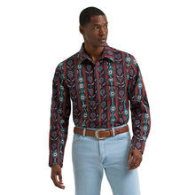 Pard's Western Shop Wrangler Men's Checotah Burgundy Southwest Print Western Snap Shirt