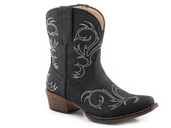 Pard's Western Shop Roper Footwear Distressed Black Vintage Snip Toe Shorty Boots for Women