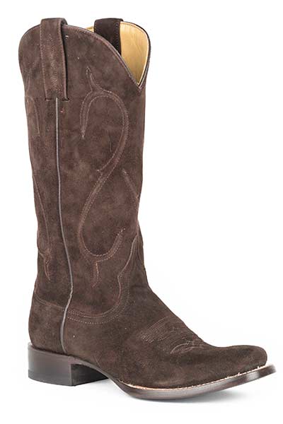 Pard's Western Shop Stetson Narrow Square Toe Chocolate Rough Out Goat Western Boots for Women