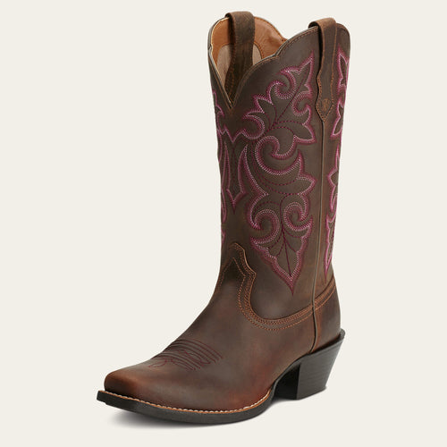Pard's Western Shop Ariat Women's Powder Brown Round Up Blunt Toe Western Boots