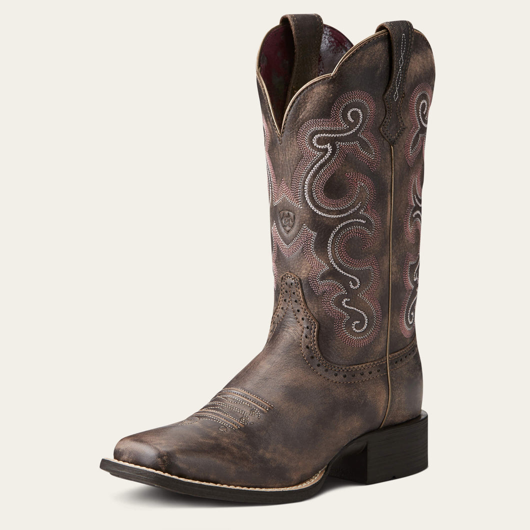 Pard's Western Shop Ariat Ladies Chocolate Quickdraw Broad Square Toe Western Boots