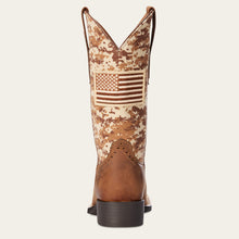 Ariat Women's Brown Round Up Patriot Square Toe Western Boots with Brown Camo Tops