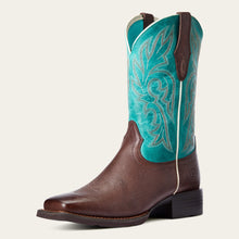 Pard's Western Shop Women's Ariat Cottage Brown Square Toe Western Boots with Turquoise Tops