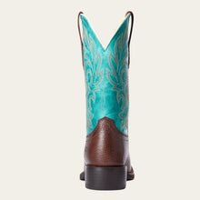 Women's Ariat Cottage Brown Square Toe Western Boots with Turquoise Tops