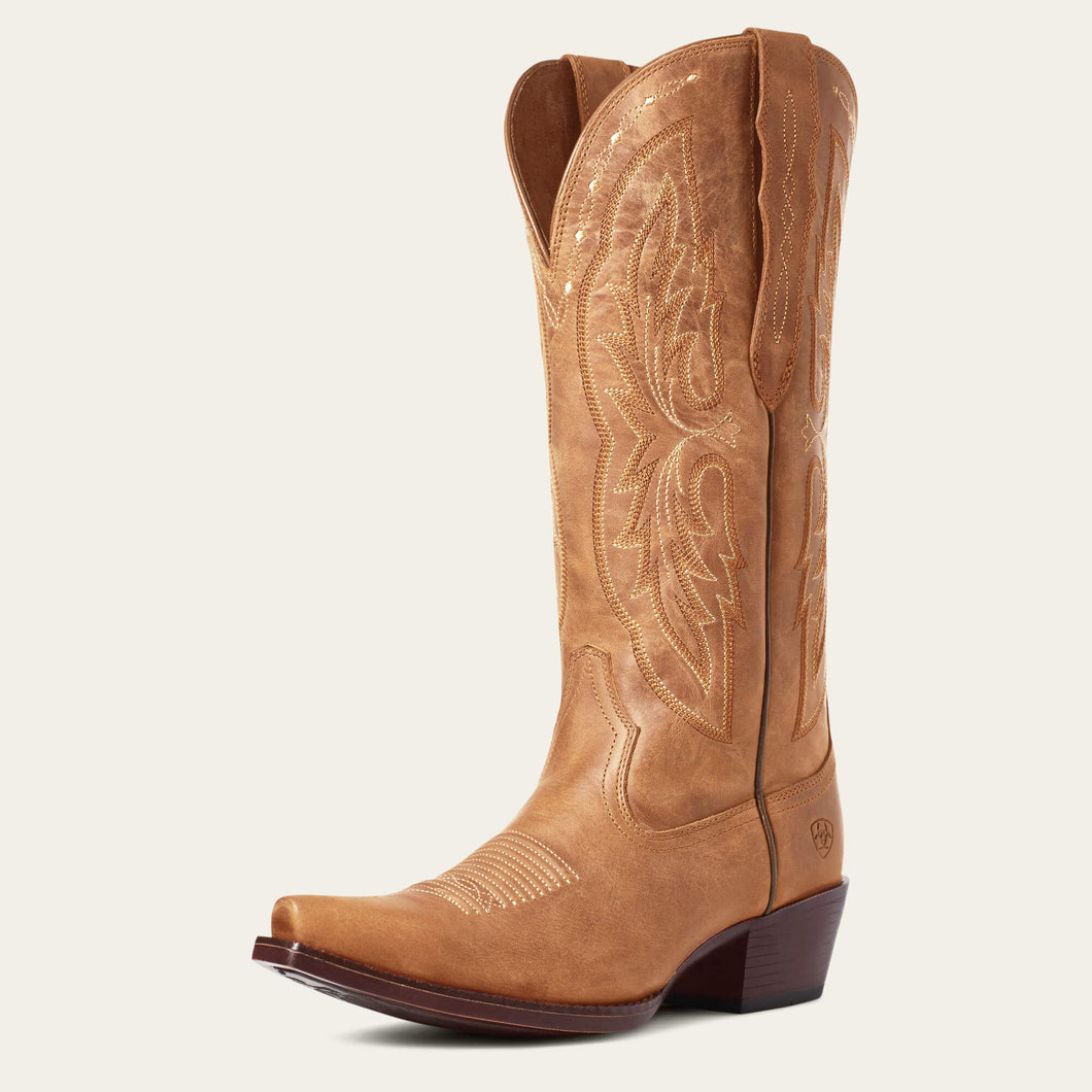 Pard's Western Shop Ariat Women's Distressed Brown Heritage Elastic Wide Calf Snip Toe Western Boots