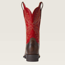 Ariat Women's Brown West Bound Broad Square Toe Western Boots with Red Tops