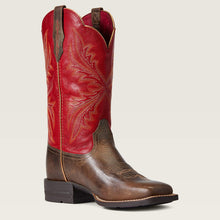 Ariat Women's Brown West Bound Broad Square Toe Western Boots with Red Tops