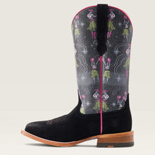 Ariat Ladies Black Roughout Frontier Western Square Toe Boots with Fun Aloha Print Tops