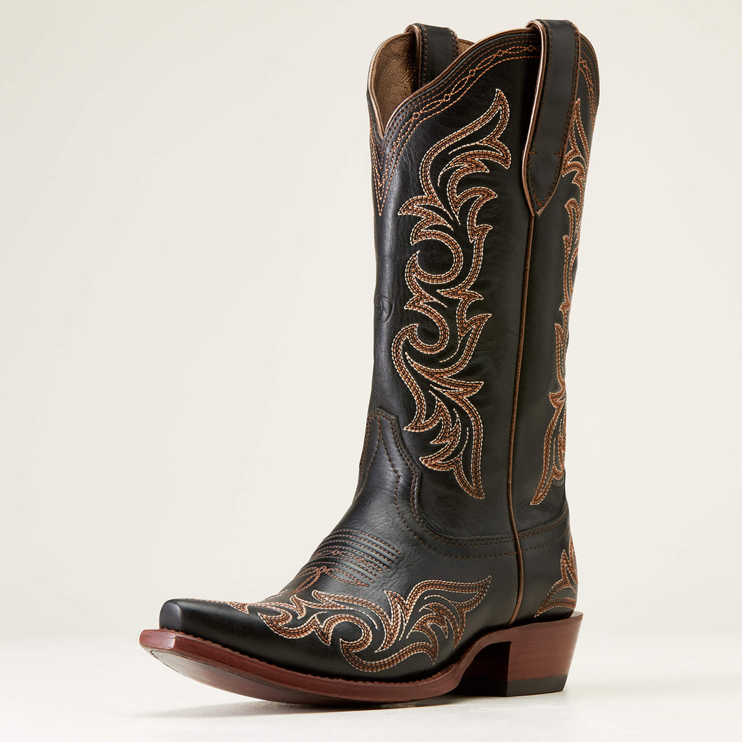 Pard's Western Shop Ariat Ladies Black Hazen Snip Toe Western Boots with All-Over Fancy Stitching