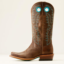 Ariat Ladies Brown Futurity Boon Square Toe Western Boots with Turquoise Stitched Tops