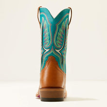 Ariat Women's Tan Pantina Futurity Colt Blunt Toe Western Boots with Cenote Blue Tops